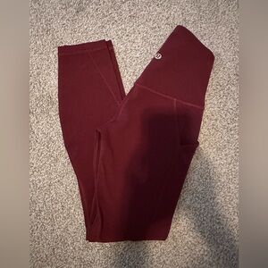 lululemon align with pockets, size 0, red merlot, great condition